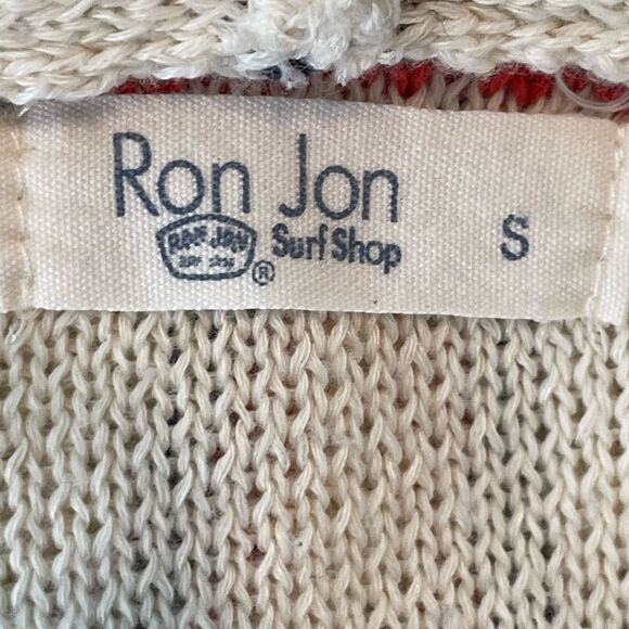 Ron Jon Baja Beach Hoodie Sweater Cream Striped Soft Knit Pullover M - Picture 6 of 8